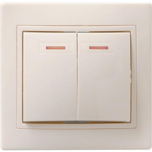 Выключатель 2-кл. СП Кварта 10А IP20 ВС10-2-1-ККм с индикацией крем. GENERICA EVK21-K33-10-DM