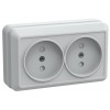 Розетка 2-м ОП Октава РСш22-2-ОБ 10А IP20 без заземл. защ. шторки бел. GENERICA ERO23-K01-10-DC