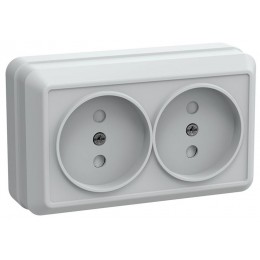 Розетка 2-м ОП Октава РСш22-2-ОБ 10А IP20 без заземл. защ. шторки бел. GENERICA ERO23-K01-10-DC