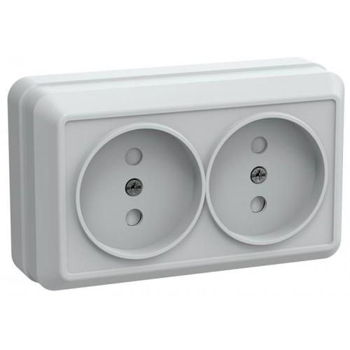 Розетка 2-м ОП Октава РСш22-2-ОБ 10А IP20 без заземл. защ. шторки бел. GENERICA ERO23-K01-10-DC