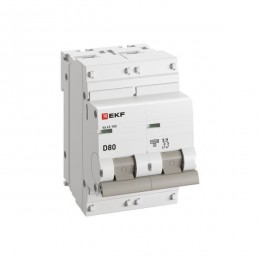 Выключатель автоматический модульный 2п D 80А 10кА ВА 47-100 PROxima EKF mcb47100-2-80D-pro