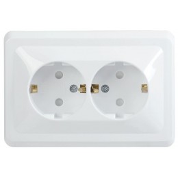 Розетка 2-м СП Вега РСш12-3-ВБ с заземл. контактом и защ. штор 16А бел. GENERICA ERV24-K01-16-DM