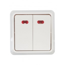 Выключатель 2-кл. ОП Октава 10А IP20 ВС20-2-1-ОБ с индикацией бел. GENERICA EVO21-K01-10-DC