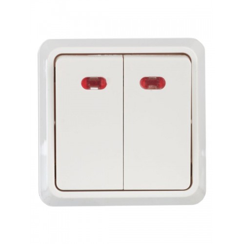 Выключатель 2-кл. ОП Октава 10А IP20 ВС20-2-1-ОБ с индикацией бел. GENERICA EVO21-K01-10-DC