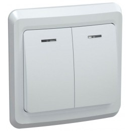 Выключатель 2-кл. СП Вега 10А IP20 ВС10-2-1-ВБ с индикацией бел. GENERICA EVV21-K01-10-DM