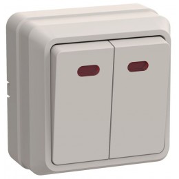 Выключатель 2-кл. ОП Октава 10А IP20 ВС20-2-1-ОКм с индикацией крем. GENERICA EVO21-K33-10-DC