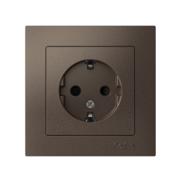 Розетка 1-м СП AtlasDesign 16А IP20 с заземл. защ. шторки в сборе мокко SE ATN000644