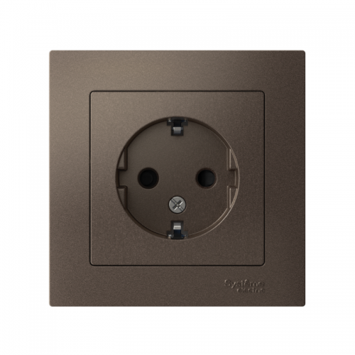 Розетка 1-м СП AtlasDesign 16А IP20 с заземл. защ. шторки в сборе мокко SE ATN000644