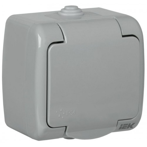 Розетка 1-м ОП AQUATIC РСш12-2-А 16А IP54 с заземл. с крышкой GENERICA ERA12-K03-16-54