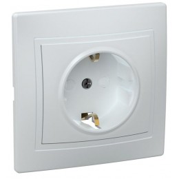 Розетка 1-м СП Кварта РСш10-3-КБ 16А IP20 с заземл. защ. шторки керамика бел. GENERICA ERK14-K01-16-K
