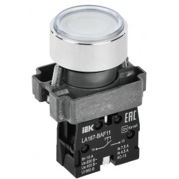 Кнопка LA167-BAF11 d22мм 1НО бел. KARAT IEK BBT20-BAF11-1-22-67-K01