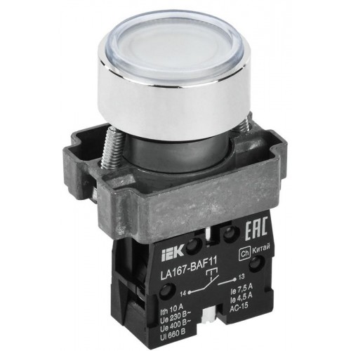 Кнопка LA167-BAF11 d22мм 1НО бел. KARAT IEK BBT20-BAF11-1-22-67-K01