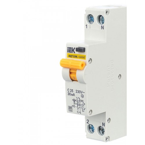 Выключатель автоматический дифференциального тока C 25А 30мА тип A АВДТ32ML KARAT IEK MVD12-1-025-C-030-A