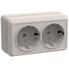Розетка 2-м ОП Октава РСш22-3-ОКм 16А IP20 с заземл. защ. шторки крем. GENERICA ERO24-K33-16-DC