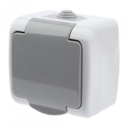 Розетка 1-м ОП Atlantic 5-202-03 16А IP54 250В 2P+E Schuko с заземл. защ. шторки сер. Intro Б0050946