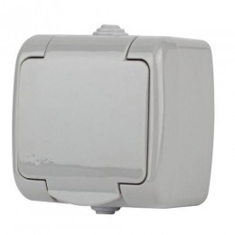 Розетка 1-м ОП Atlantic 5-202-03 16А IP54 250В 2P+E Schuko с заземл. защ. шторки сер. Intro Б0050946