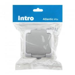 Розетка 1-м ОП Atlantic 5-202-03 16А IP54 250В 2P+E Schuko с заземл. защ. шторки сер. Intro Б0050946