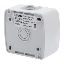 Розетка 1-м ОП Atlantic 5-202-03 16А IP54 250В 2P+E Schuko с заземл. защ. шторки сер. Intro Б0050946