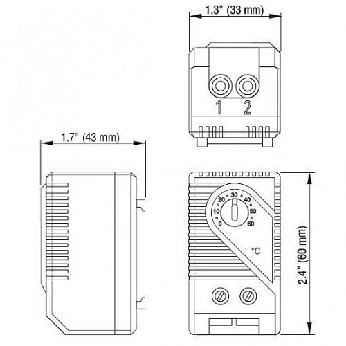 Термостат нормально-разомкнутый KTS011 0-60град.C для охлаждения с креплением Cabeus 7768c