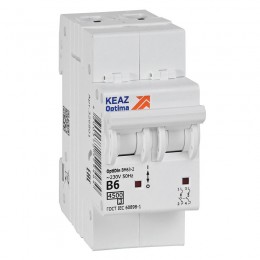 Выключатель автоматический модульный 2п B 6А 4.5кА OptiDin BM63-2B6-4.5-УХЛ3 КЭАЗ 329508