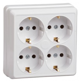 Розетка 4-м ОП Октава РС24-3-ОБ 16А IP20 с заземл. бел. GENERICA ERO41-K01-16-DC