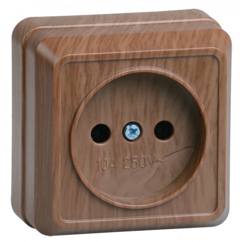 Розетка 1-м ОП Октава 10А IP20 без заземл. дуб GENERICA ERO10-K04-10-DC