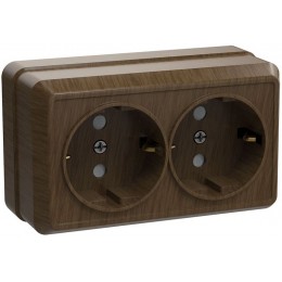 Розетка 2-м ОП Октава РС22-3-ОД 16А IP20 с заземл. дуб GENERICA ERO21-K04-16-DC