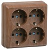 Розетка 4-м ОП Октава РС24-3-ОД 16А IP20 с заземл. дуб GENERICA ERO41-K04-16-DC