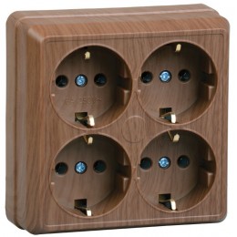 Розетка 4-м ОП Октава РС24-3-ОД 16А IP20 с заземл. дуб GENERICA ERO41-K04-16-DC