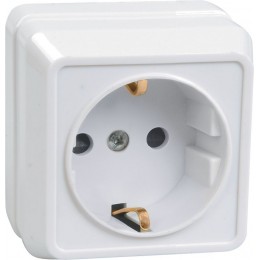 Розетка 1-м ОП Октава РС20-3-ОБ 16А IP20 с заземл. бел. GENERICA ERO11-K01-16-DC