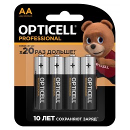 Элемент питания алкалиновый AA/LR6 (блист. 4шт) Professional Opticell 5052001/6052001