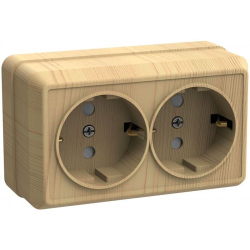 Розетка 2-м ОП Октава РС22-3-ОС 16А IP20 с заземл. сосна GENERICA ERO21-K03-16-DC