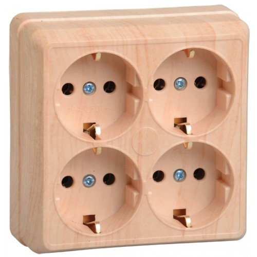 Розетка 4-м ОП Октава РС24-3-ОС 16А IP20 с заземл. сосна GENERICA ERO41-K03-16-DC