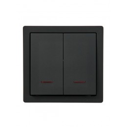 Выключатель 2-кл. ОП LETO с индикацией черн. бархат LEZARD 752-4200-112