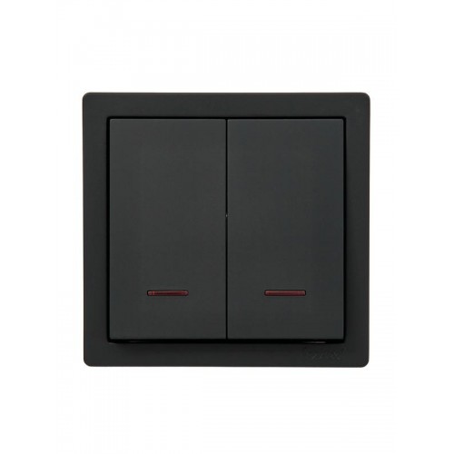 Выключатель 2-кл. ОП LETO с индикацией черн. бархат LEZARD 752-4200-112