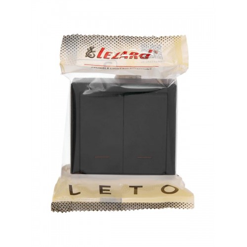 Выключатель 2-кл. ОП LETO с индикацией черн. бархат LEZARD 752-4200-112