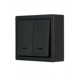 Выключатель 2-кл. ОП LETO с индикацией черн. бархат LEZARD 752-4200-112