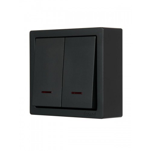 Выключатель 2-кл. ОП LETO с индикацией черн. бархат LEZARD 752-4200-112