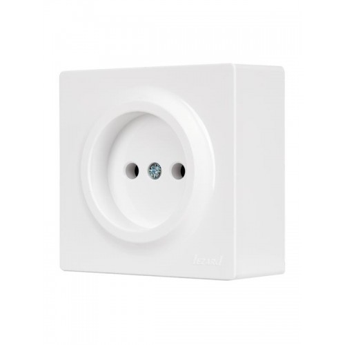 Розетка 1-м ОП LETO без заземл. ПБТ бел. LEZARD 752-0200-121B