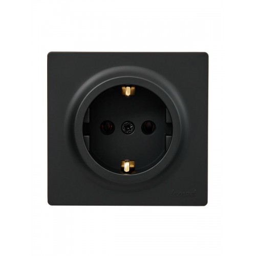 Розетка 1-м ОП LETO с заземл. ПБТ черн. бархат LEZARD 752-4200-122B