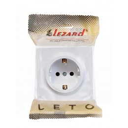 Розетка 1-м ОП LETO с заземл. ПБТ бел. LEZARD 752-0200-122B