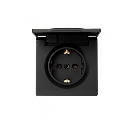 Розетка 1-м ОП LETO с заземл. с крышкой LETO ПБТ черн. бархат LEZARD 752-4200-123B