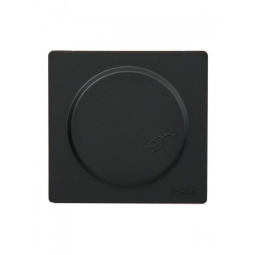 Розетка 1-м ОП LETO с заземл. с крышкой LETO ПБТ черн. бархат LEZARD 752-4200-123B