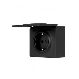 Розетка 1-м ОП LETO с заземл. с крышкой LETO ПБТ черн. бархат LEZARD 752-4200-123B