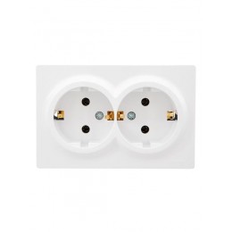 Розетка 2-м ОП LETO с заземл. закрытый корпус ПБТ бел. LEZARD 752-0200-127B