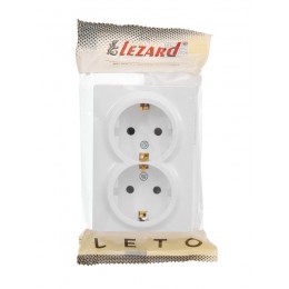 Розетка 2-м ОП LETO с заземл. закрытый корпус ПБТ бел. LEZARD 752-0200-127B