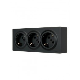 Розетка 3-м ОП LETO с заземл. закрытый корпус ПБТ черн. бархат LEZARD 752-4200-127BUP