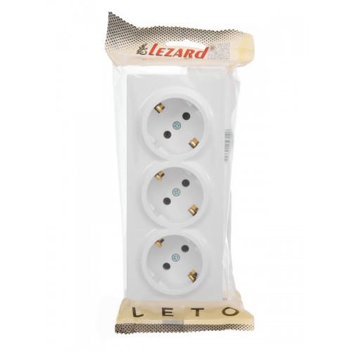 Розетка 3-м ОП LETO с заземл. закрытый корпус ПБТ бел. LEZARD 752-0200-127BUP