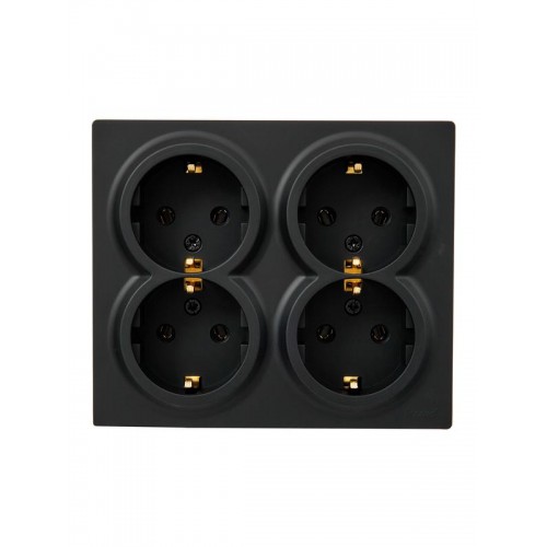 Розетка 4-м ОП LETO с заземл. закрытый корпус ПБТ черн. бархат LEZARD 752-4200-127BDP