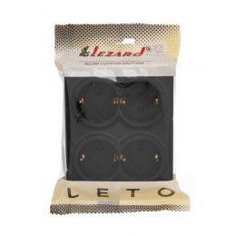 Розетка 4-м ОП LETO с заземл. закрытый корпус ПБТ черн. бархат LEZARD 752-4200-127BDP